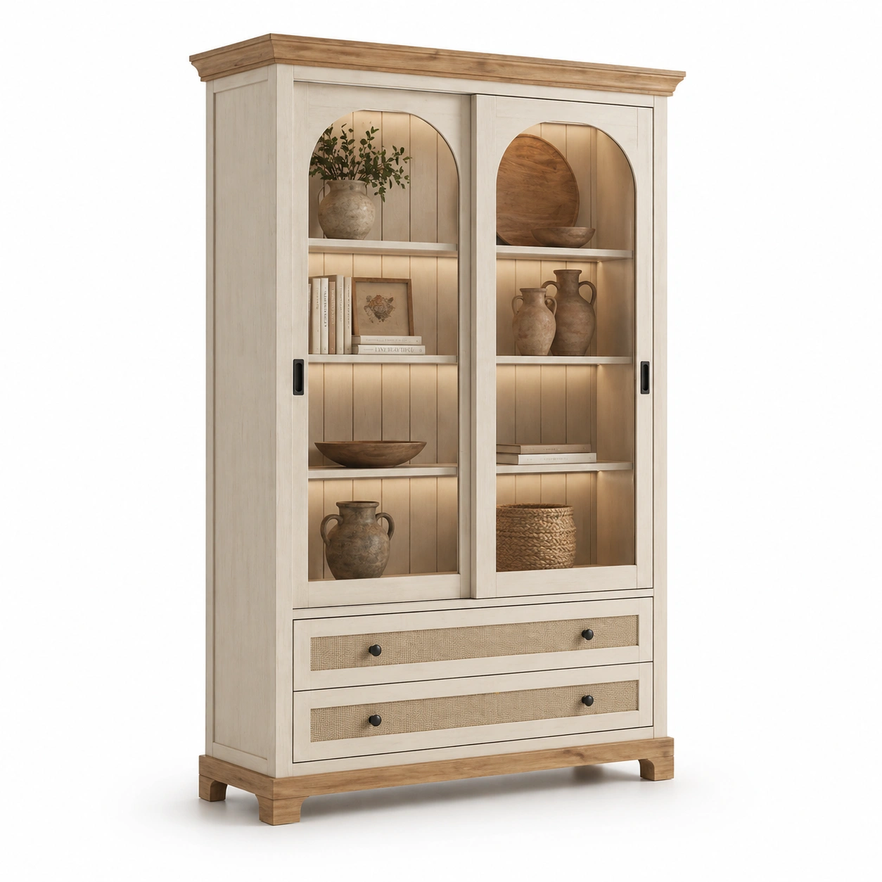 Vitrina blanca madera elegante-damvero